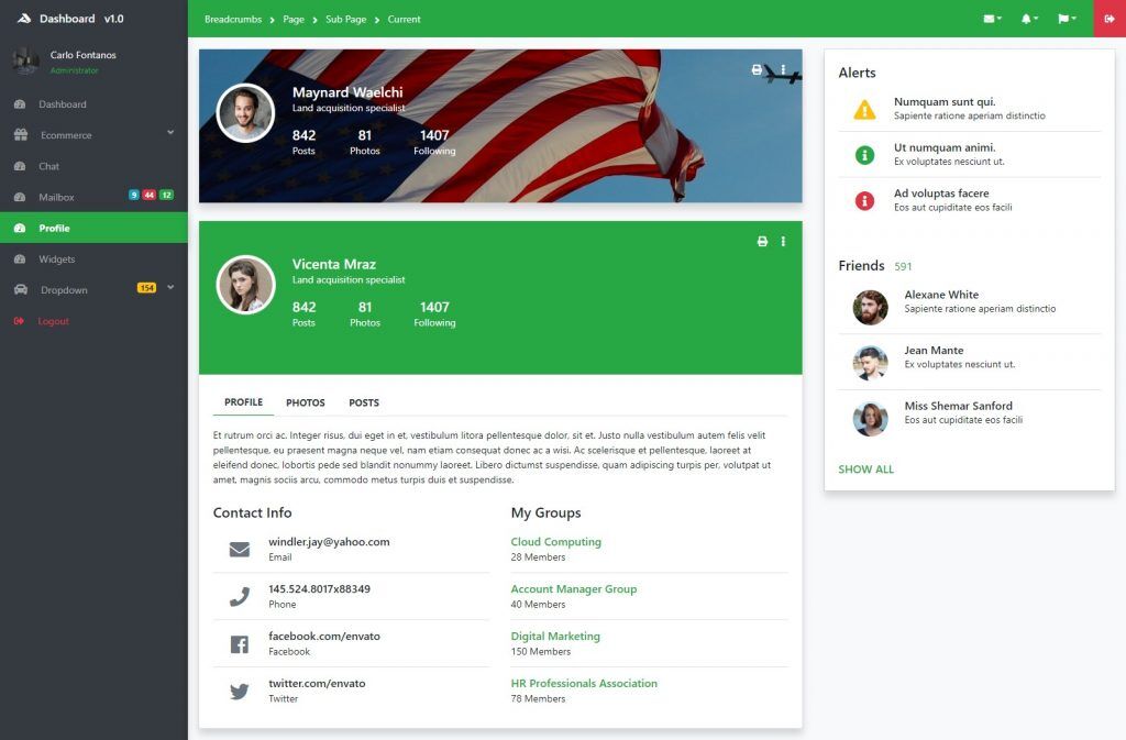 100% Bootstrap Admin Template - Carlo Fontanos